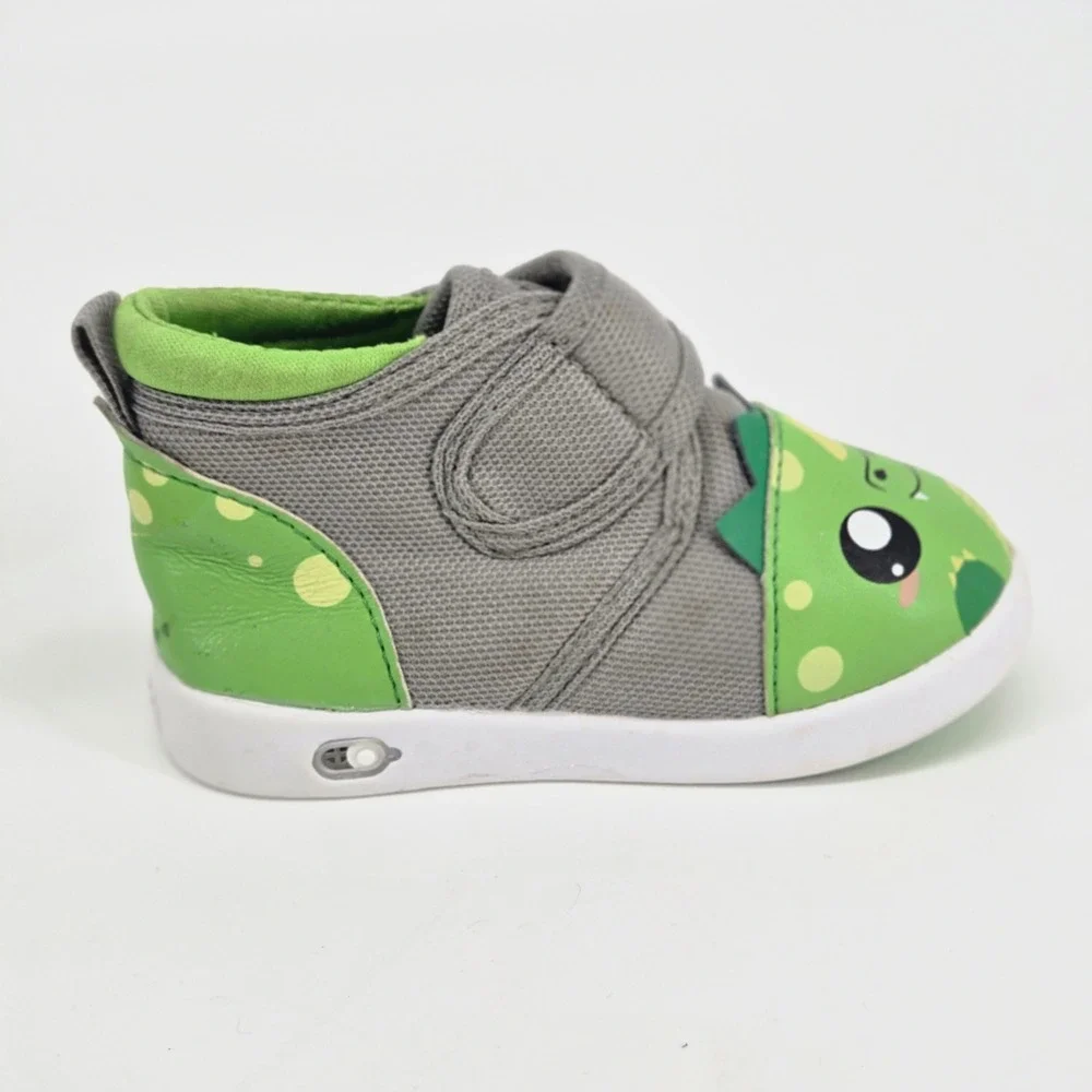 ikiki Oliver the Dragon Squeaky Wide Toe Box Grey Green Toddler Shoes Sneaker 5